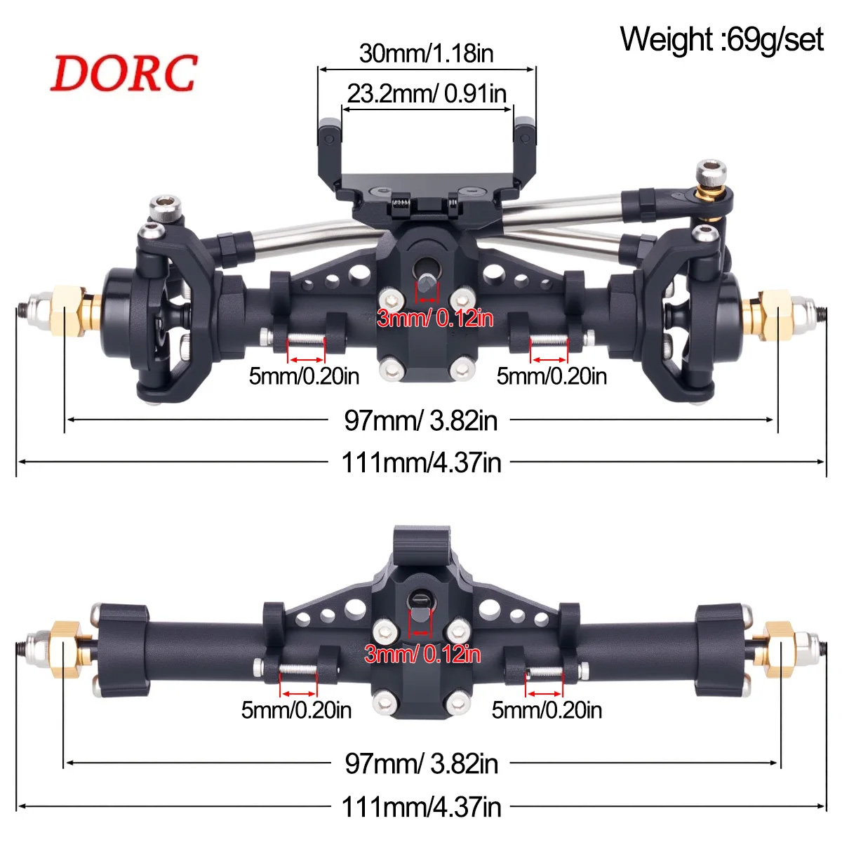 Rc Crawler Axle Parts - 1 Satz Kunststoffachsen mit Servohalterung für